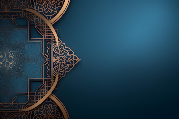 blue flat background with Islamic ornament