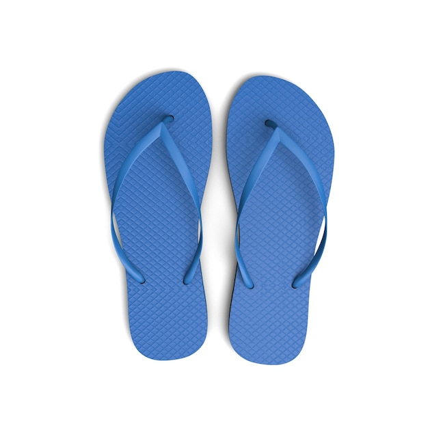 Blue flip flop sandals on a white background 3D Rendering