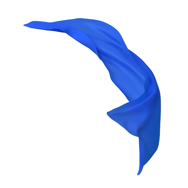 blue floating fabric png sticker 3d rendering shape transparent background