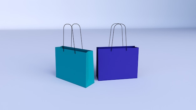 Blue floor with blank bags