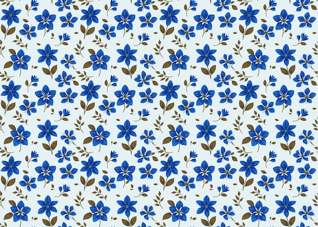 Photo blue floral harmony hand drawn seamless pattern flowers wallpaper design collection