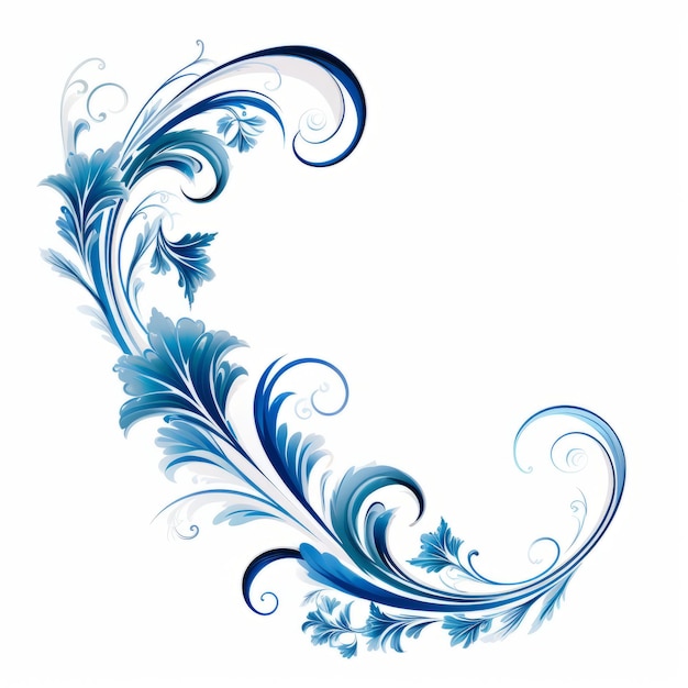 Photo blue floral ornament frozen movement tattoo with elaborate borders