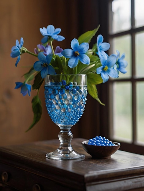 Blue Floral Still Life AI Generated