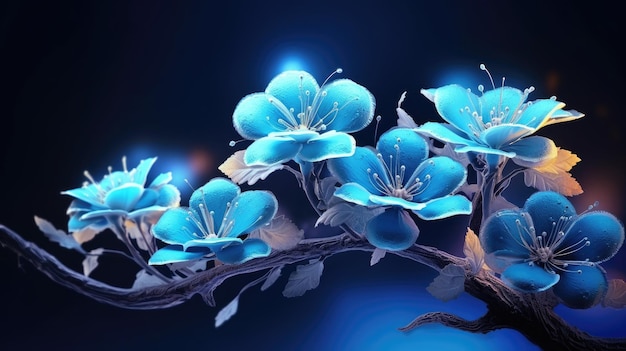 A blue flower on a branch