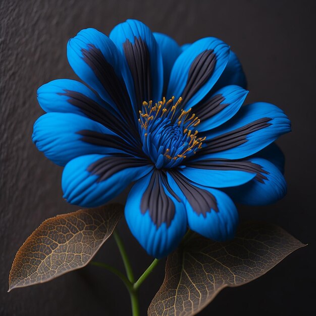 blue flower over brown background