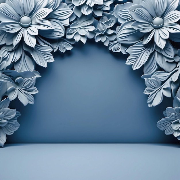 Foto fiore blu su sfondo blu gradiente carta da parati botanica per la presentazione modello