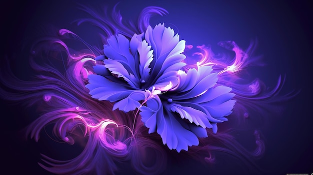 A blue flower on a purple background