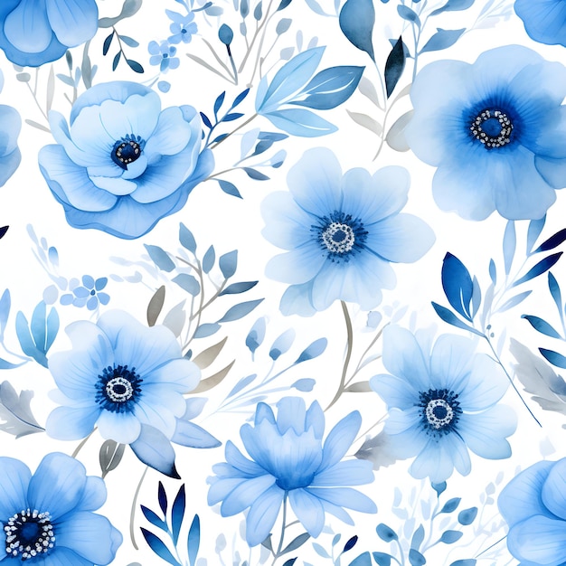 파란 꽃 원활한 텍스처 패턴