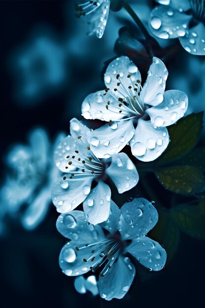 A blue flower in water