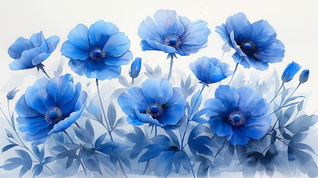 Blue flower watercolor painting