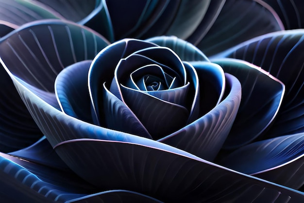 A blue flower with a black background