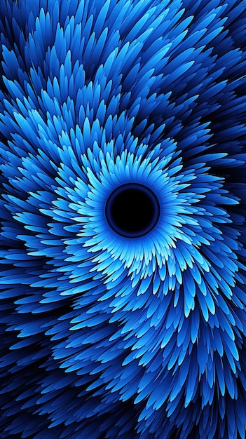 Foto un fiore blu con un centro nero