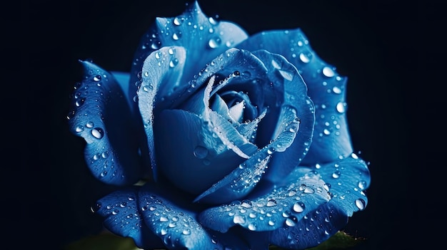 A blue flower with water droplets on it