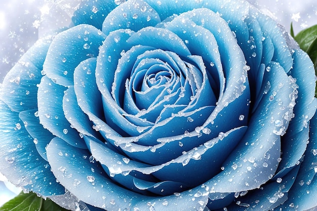 Blue flower with water drops on the background