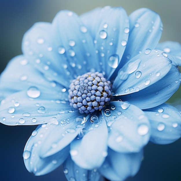 Photo a blue flower with water drops on it