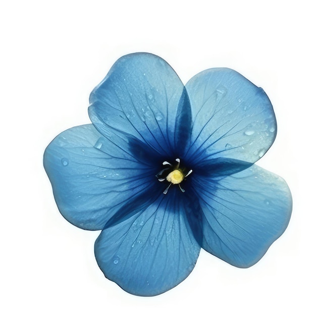 Синий цветок с каплями воды на нем