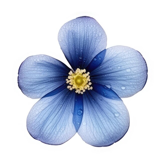 A blue flower with water drops on it