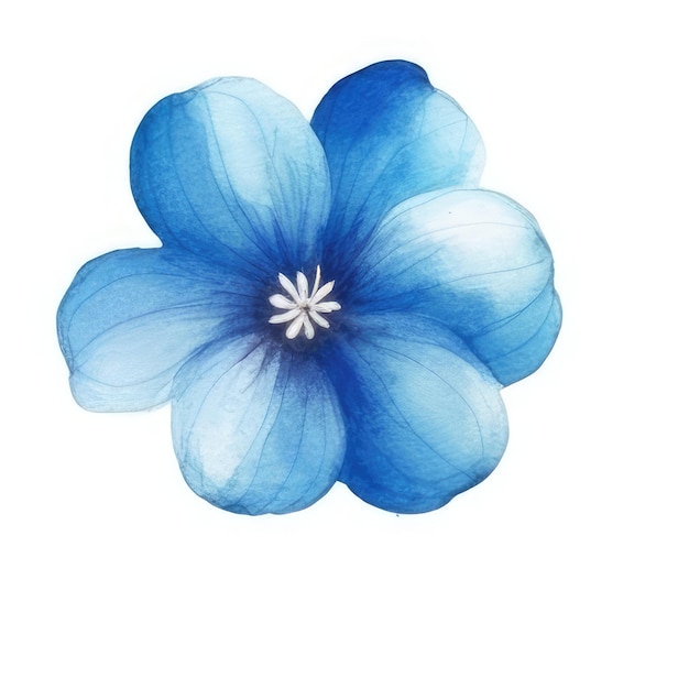 A blue flower with a white flower in the middle.