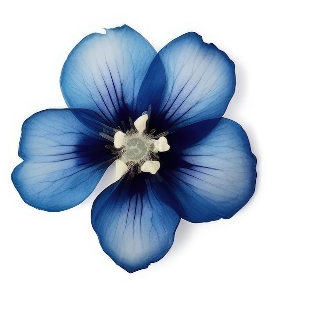 A blue flower with white spots on it