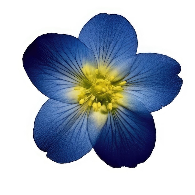Синий цветок с желтым и желтым центром