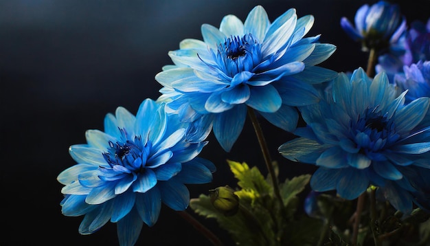 黒い背景の青い花のスクリーンセーバー