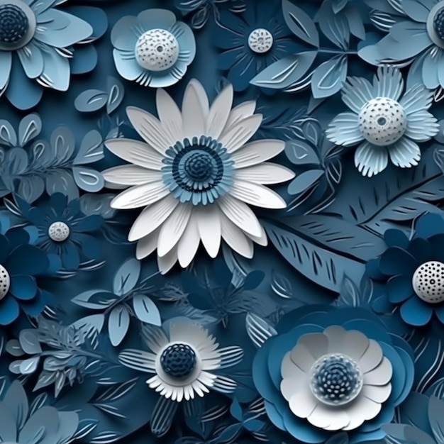 Blue flowers on a blue background