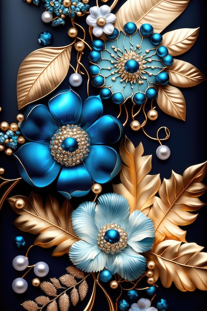 Blue flowers on a dark background