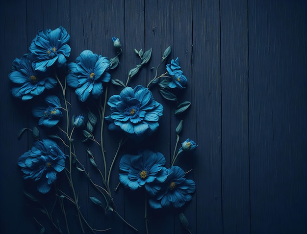 Blue flowers on a dark background