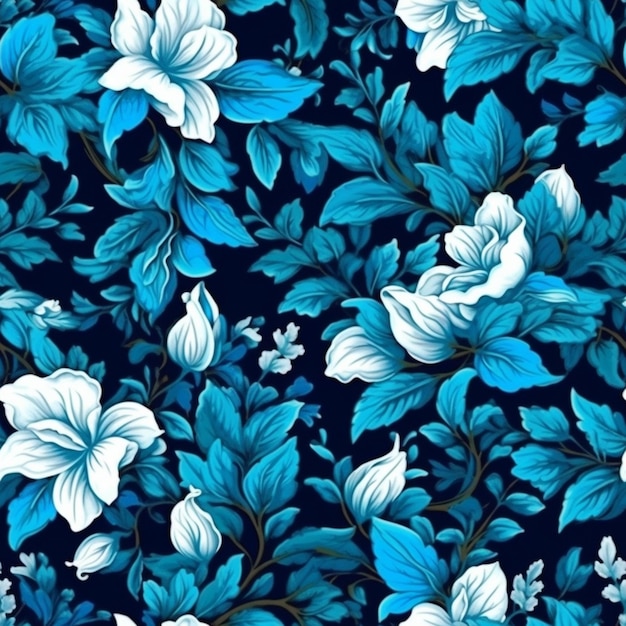 Blue flowers on a dark blue background.