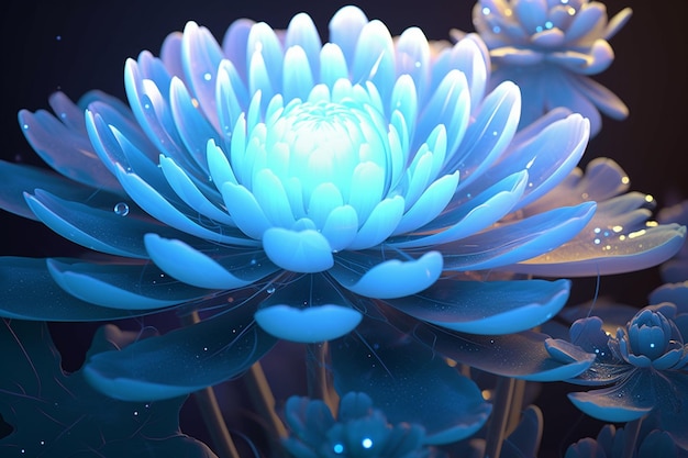 Синие цветы в темноте обои
