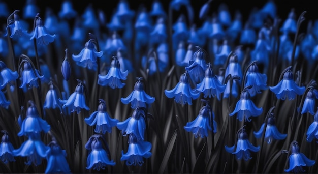 blue flowers in the dark