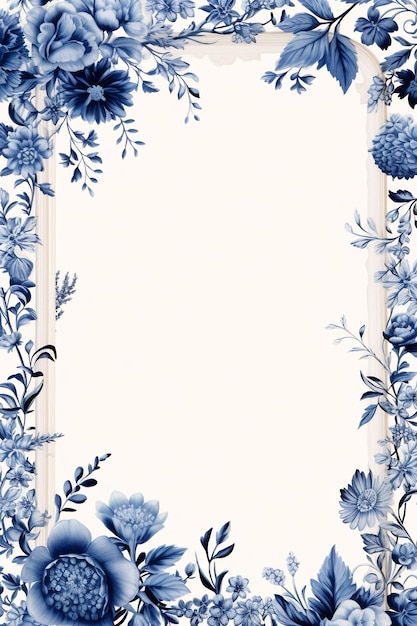 blue flowers in a frame