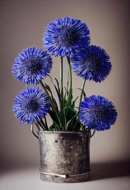blue flowers garden, Digital Painting.