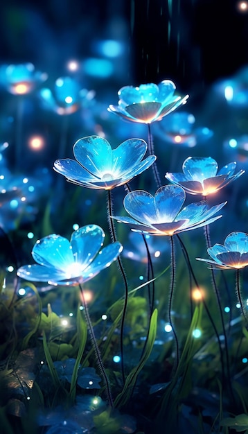 Blue flowers in the garden wallpapers