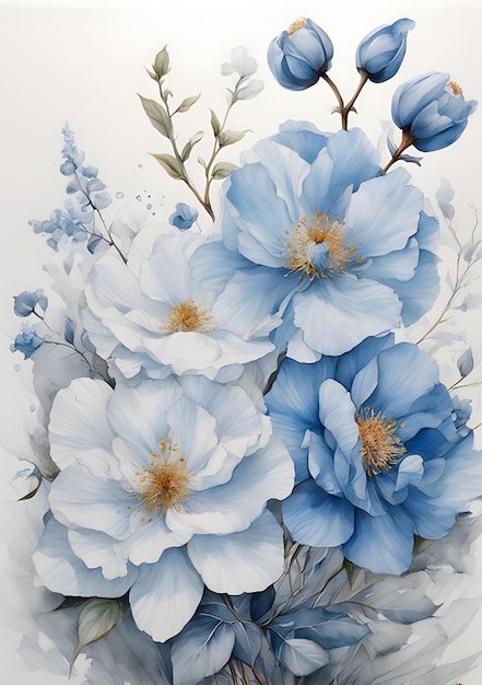 Blue flowers on a light background