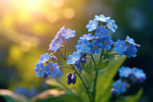 Blue flowers in the sun