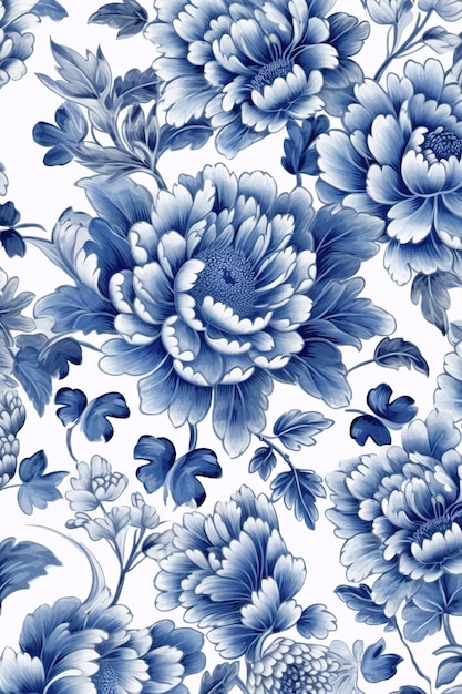 Blue flowers wallpaper for the home