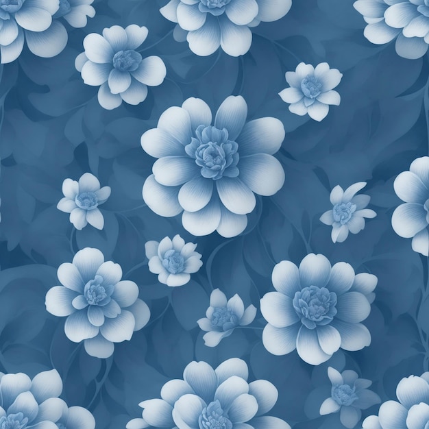 Blue flowers watercolor Seamless patterns design with background