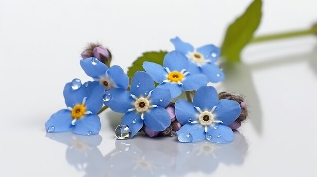 Blue flowers on a white background