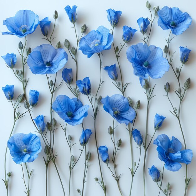 Photo blue flowers on a white background