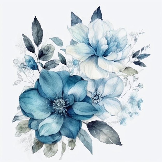 白地に青い花