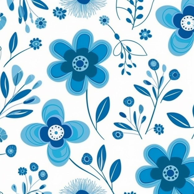 Blue flowers on a white background