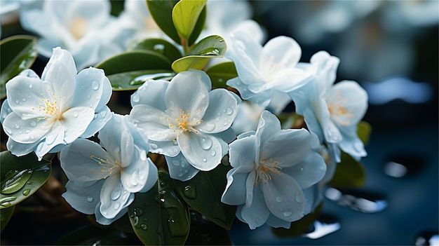 Blue flowers in a window