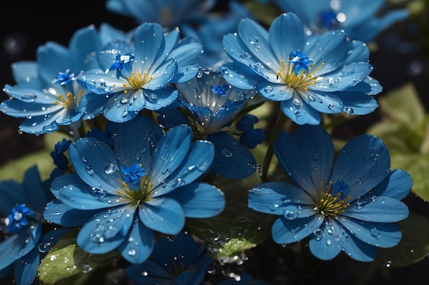 底に一滴の水のある青い花