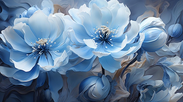 Blue flowers with white centers