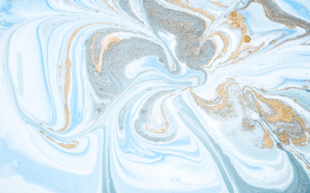 Blue fluid art ink abstract marble background