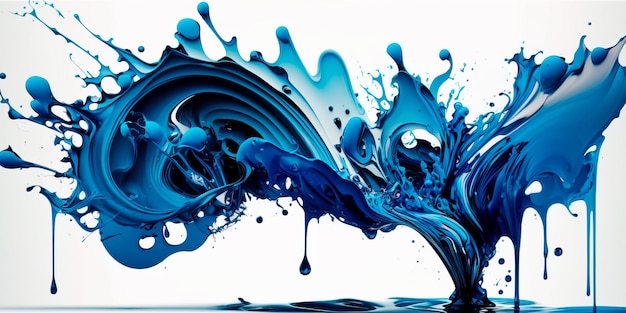 Blue Fluid splash swirl on white Luxury blue flow Generative AI