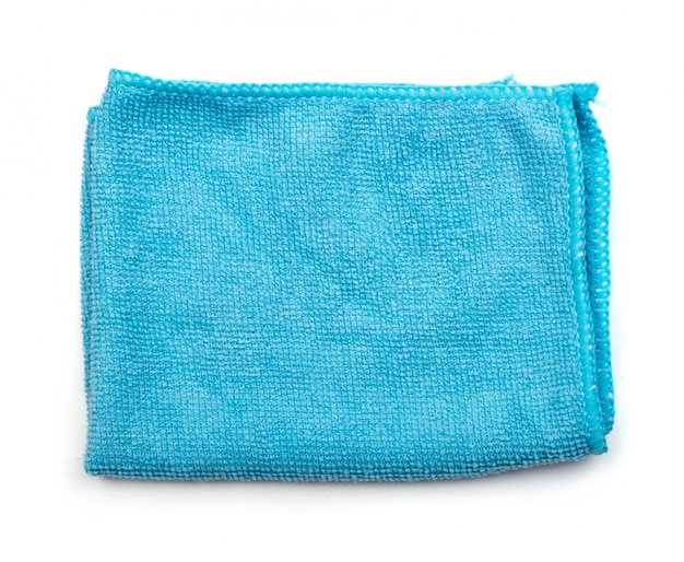 Blue Folded Microfiber Cleaning Cloth Isolated