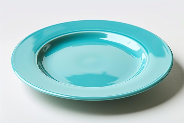 Blue food plate for animal feed on a white background