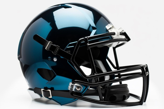 Синий футбольный шлем со словом «футбол»